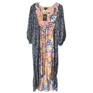 NWT Gigio Dress Hi-low Tomato Girl Babydoll Boho Floral Size S